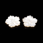 Load image into Gallery viewer, 1 Pc White Mother of Pearl Flower Shape Carving, White Luster Pearl Flower Shape Gemstone for Jewelry Making, 30 MM, Center Drill Beads