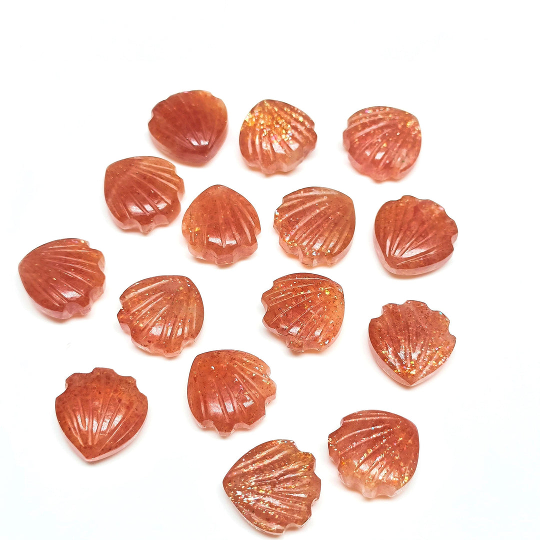 Genuine Sunstone Shell Shape Beads, Shell Shape Gemstone For Jewelry and Earring Making, 12 MM Sunstone Carved Shell Stones, Shell Charms