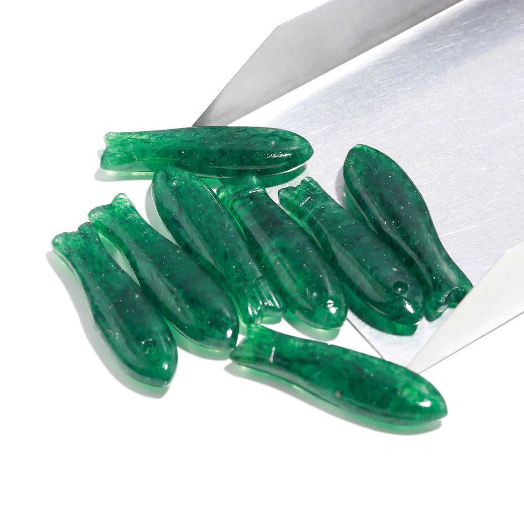 Natural Green Aventurine Fish Shape Beads, 10X30MM Loose Gemstone Fishes Charm, Reiki Healing Crystal Gifts, Sea Crystals
