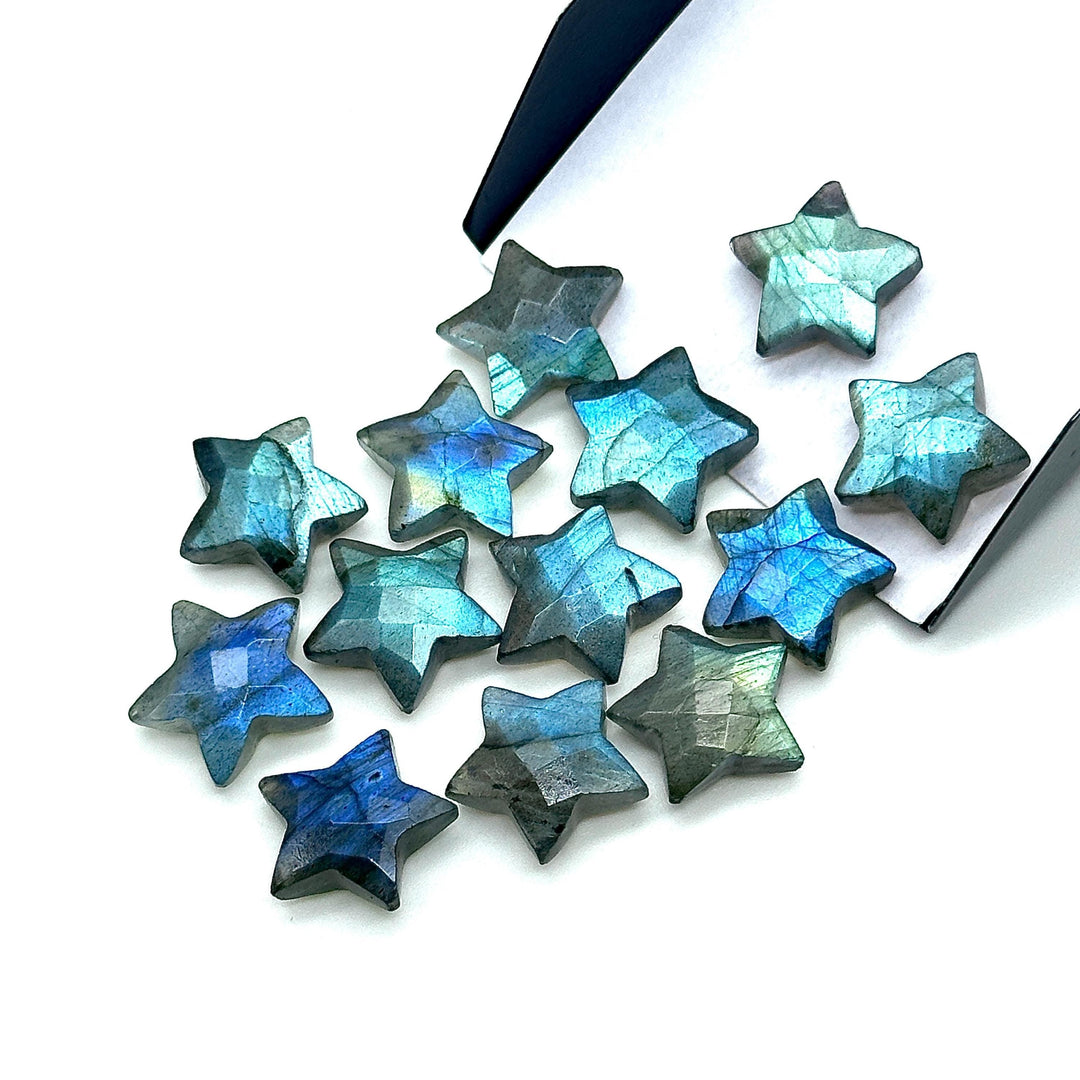 High Flashy Labradorite Star Shape Briolettes, Natural Labradorite Star Gemstone for Jewelry Making, Faceted Labradorite Star Charms, 15 MM