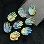Load image into Gallery viewer, Natural Flashy Labradorite Hamsa Shape Carving Gemstones, 25 MM Palm Shape Gemstone, Healing Power Beads, Hand Carved Jewelry Making Charms