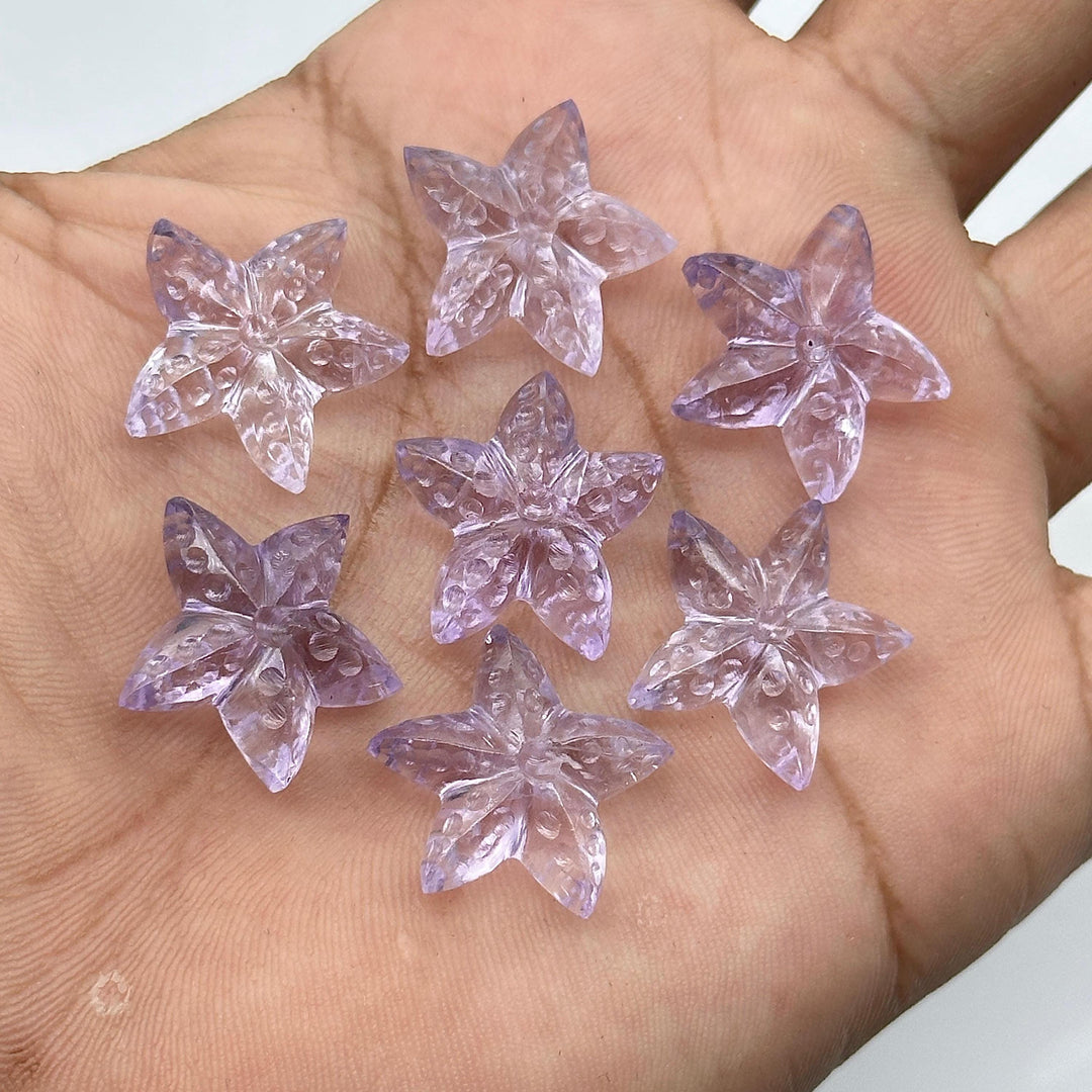 Natural Pink Amethyst Star Fish Shape Structure, AAA Amethyst Fish Shape Carved Gemstones, Star Fish Carvings, Rare Findings Beads, 20 MM