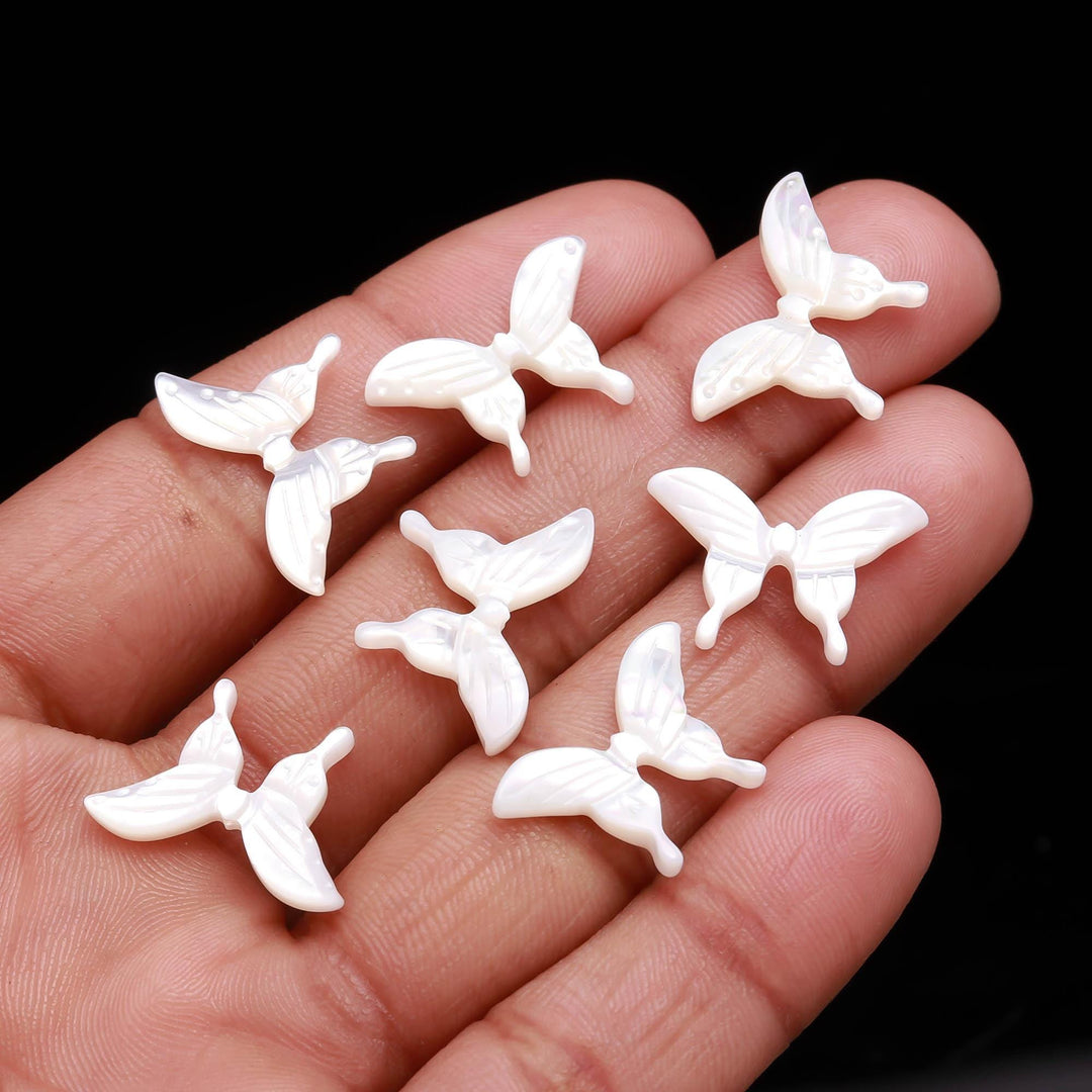 Carved Pearl Butterfly Shape Carvings, Natural Mother of Pearl Butterfly Shape Beads, Hand Carved Butterly Charms for Jewelry 13 MM 1 pc