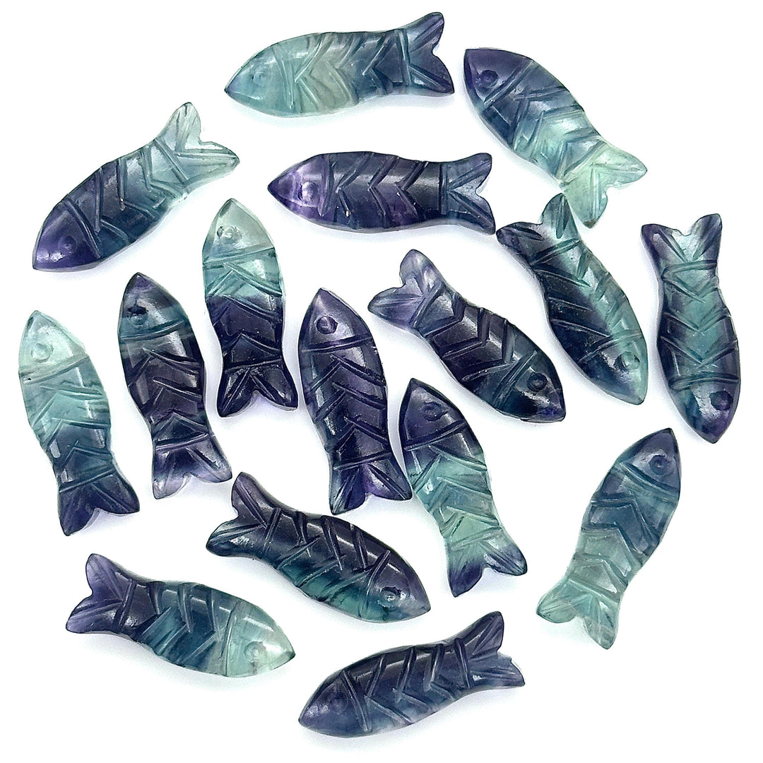 Natural Fluorite Fish Shape Gemstone, AAA Fluorite Fish Beads, Crystals Fish for Jewelry Making, Fish Charms, 23X9 MM Crystal Gifts