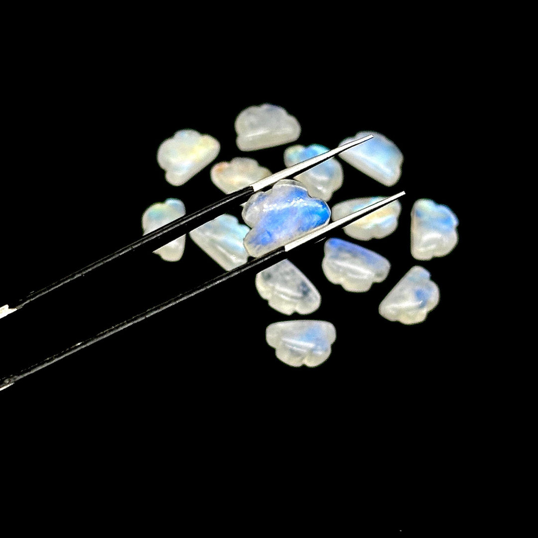 Flashy Rainbow Moonstone Clouds Shape Beads, Rainbow Smooth Cloud Beads, Carved Cloud Gemstone Charms, 12 MM, Loose Carved Briolettes