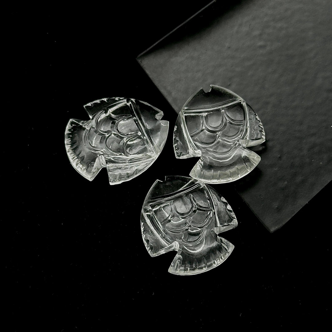 Natural Crystal Quartz Fish Shape Gemstone, Clear Quartz Fish Shape Stone, Wholesale Fish Carved Gemstones, Fish Charms Beads, 19X21 MM