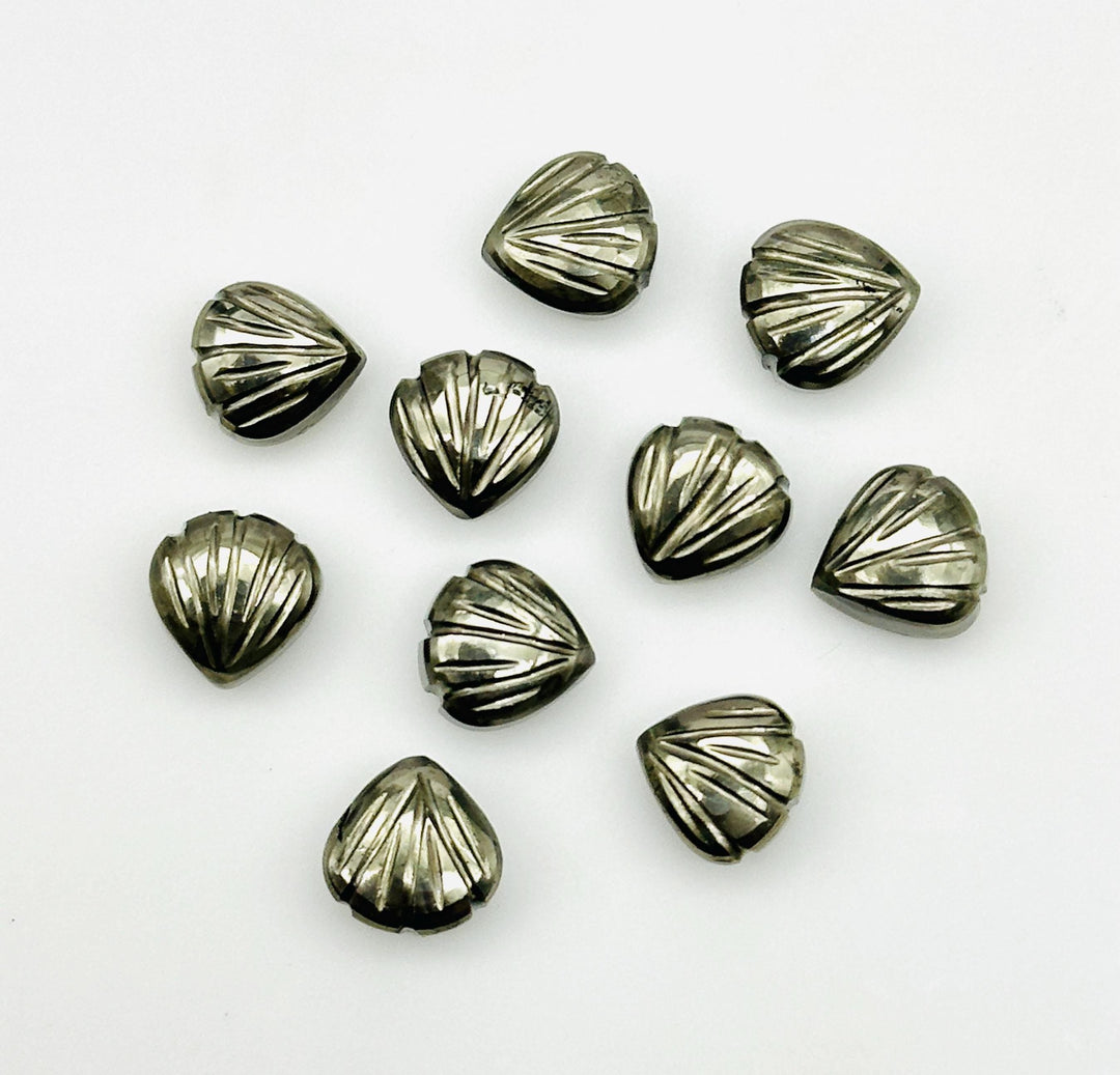 Hand Carved Pyrite Shell Beads: 8mm Gemstone Charms