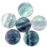 Load image into Gallery viewer, AAA Multi Fluorite Evil Eye Shape Stone, Natural Multi Fluorite Hand Carved Gemstones, 28 MM, Round Evil Eye Carving, Fluorite Charms