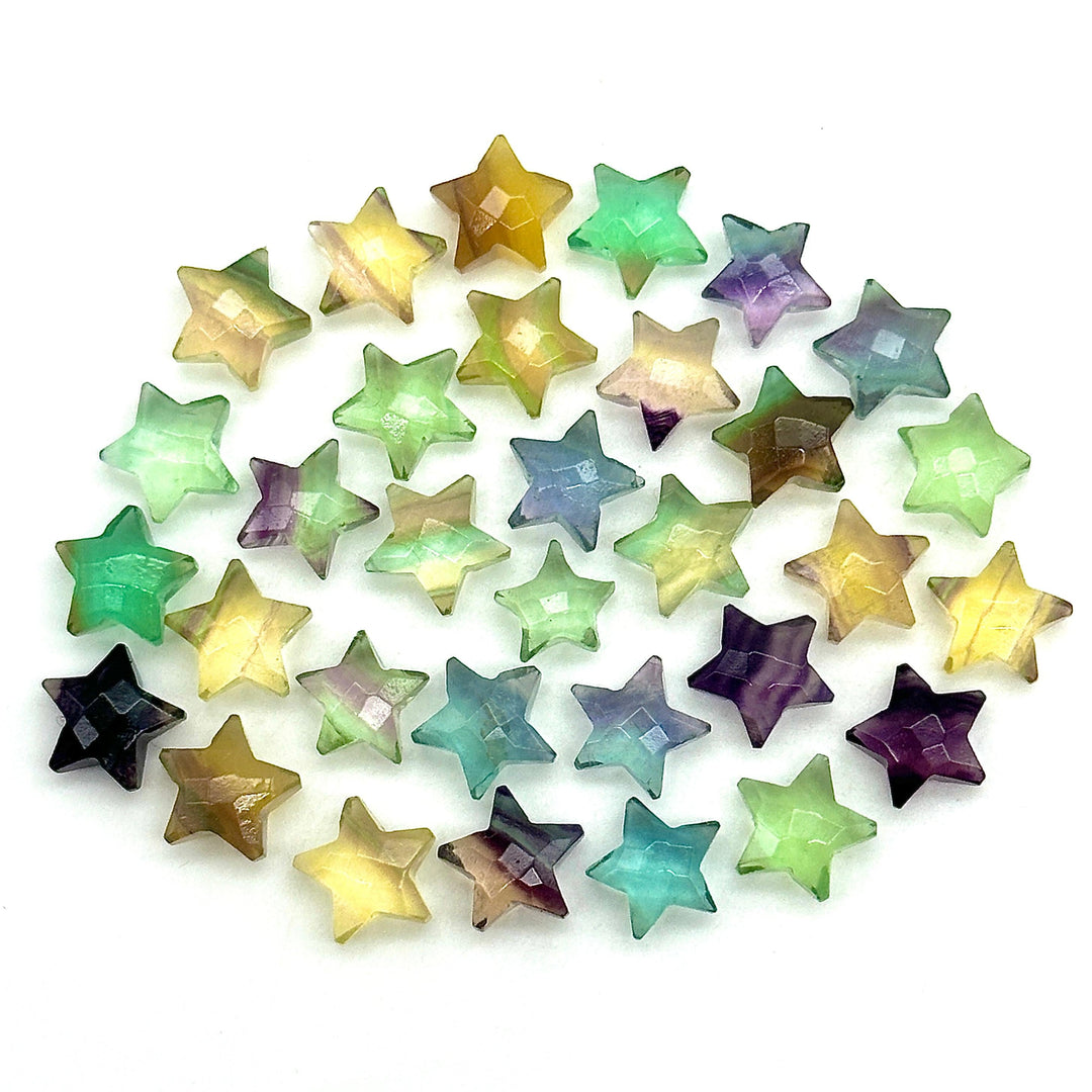 High Quality Multi Fluorite Star Shape Briolette's, Fluorite Faceted Hand Carved Star Shape Beads, Star Shape Loose Charm Jewelry Beads 10MM