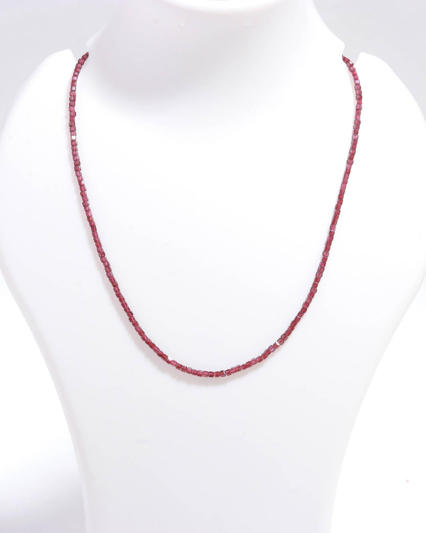 Natural Garnet Beaded Necklace, Red Garnet Faceted Box Beads Necklace, January Birthstone Jewelry, Gift for Her, Bridesmaid Gifts