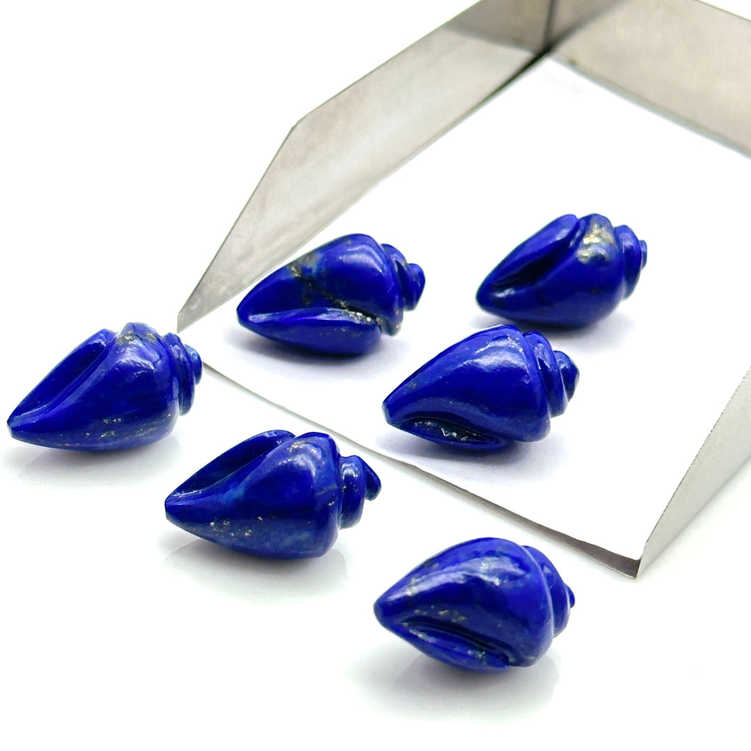 Genuine Lapis Lazuli Conch Shell Shape Beads, Smooth Lapis Snail Shell Gemstone Beads, Beach & Snail Shell Carved Gemstone Beads 18X10 mm