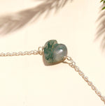 Load image into Gallery viewer, Natural Moss Agate Heart Beads Bracelet, Tree Agate Shape Heart Beads Bracelet, Girl's Gift Chain Bracelet, 925 Silver Gift for Her