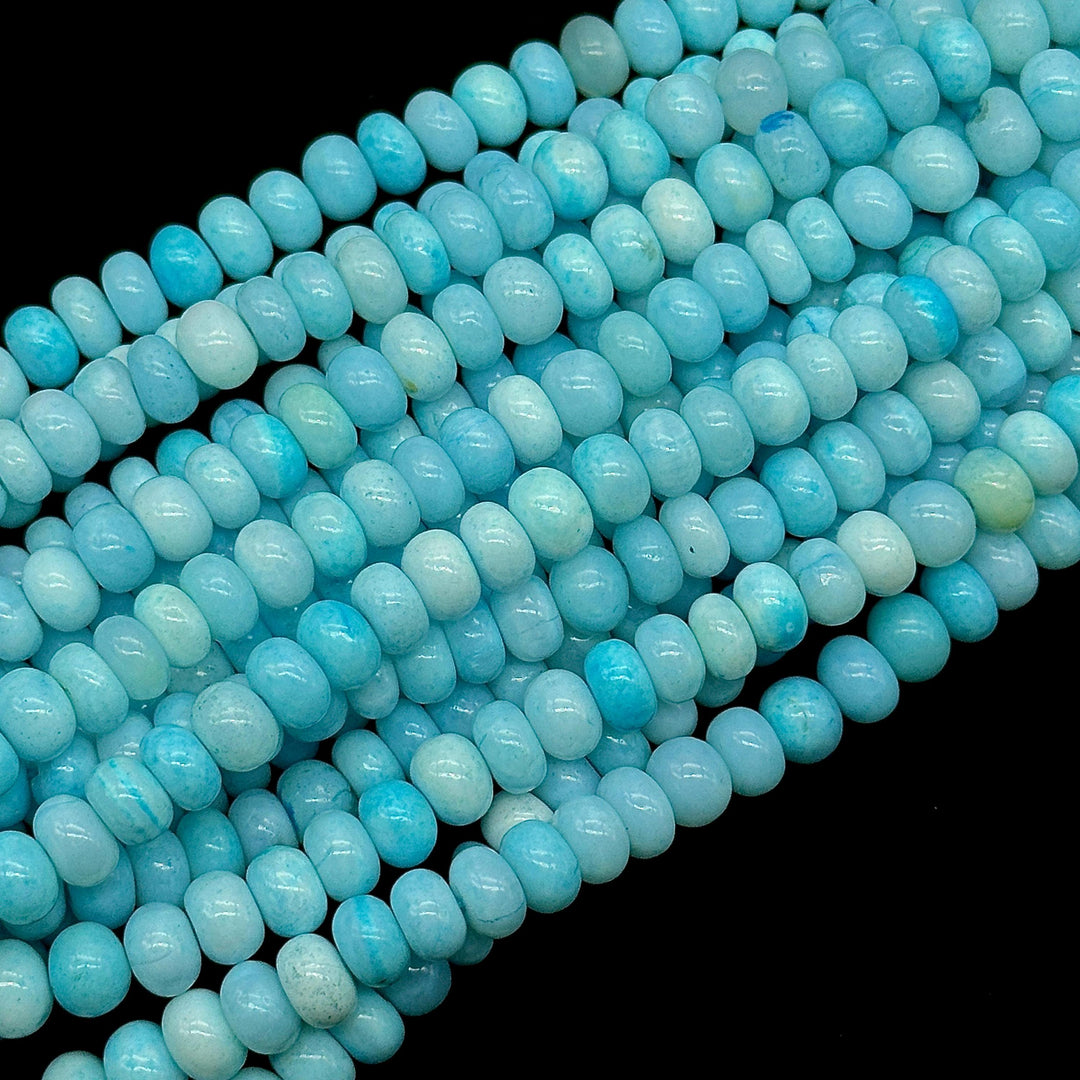 Blue Opal Smooth Rondelle Beads, Blue Color Opal Beads for Jewelry Making, Wholesale Loose Opal Beads, 8 MM Sea Blue Opal for Craft Making
