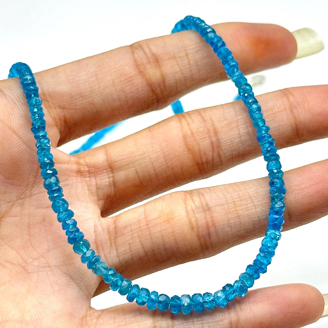 Natural Neon Apatite Beaded Necklace, Faceted Apatite Gemstone Necklace, Silver Jewelry, Handmade Yoga & Meditation Necklace, Gift for Wife