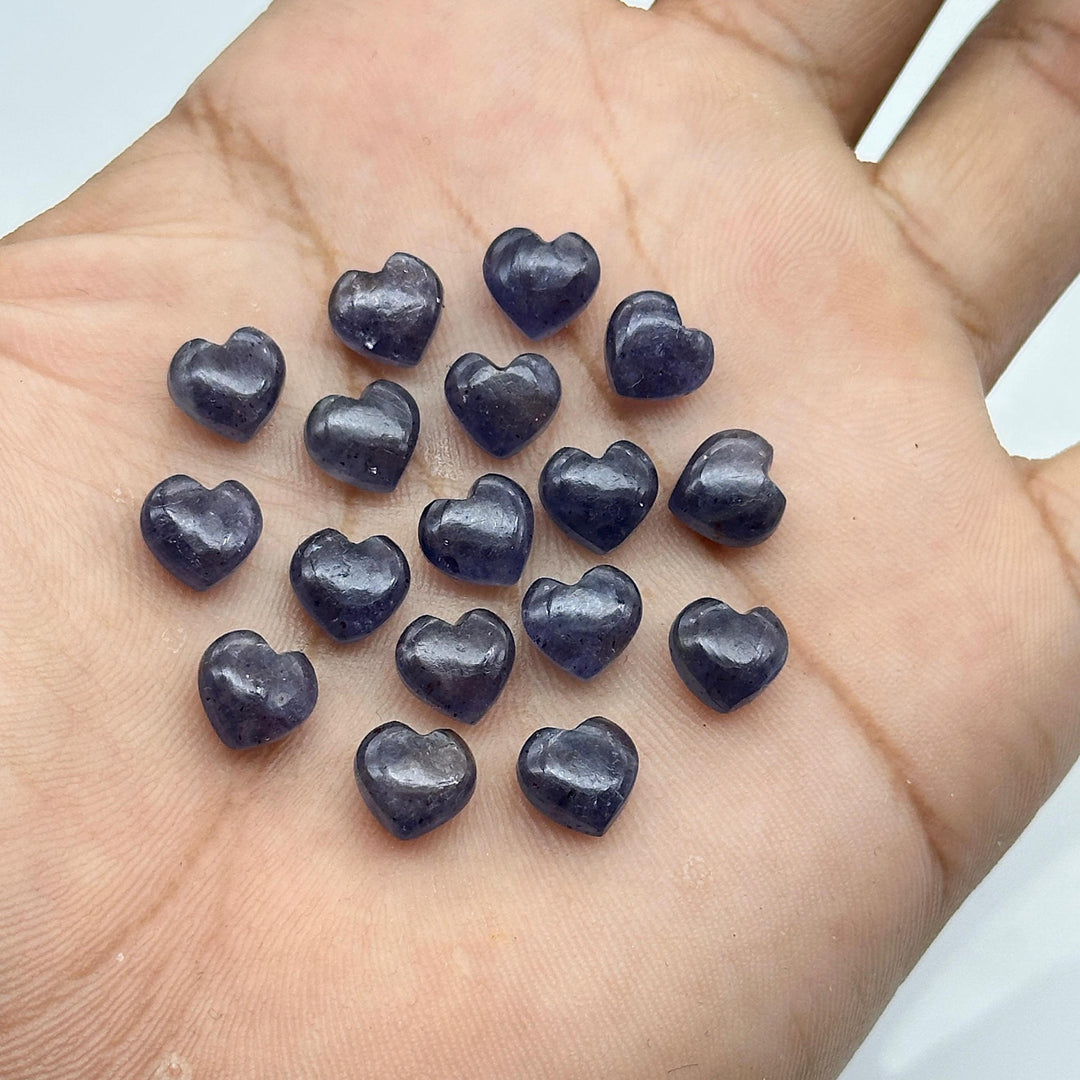 Natural Iolite Smooth Heart Shape Beads, AAA Blue Iolite Heart Shape Charms, Jewelry Making Wholesale Beads, Tiny Blue Hearts, 8 MM