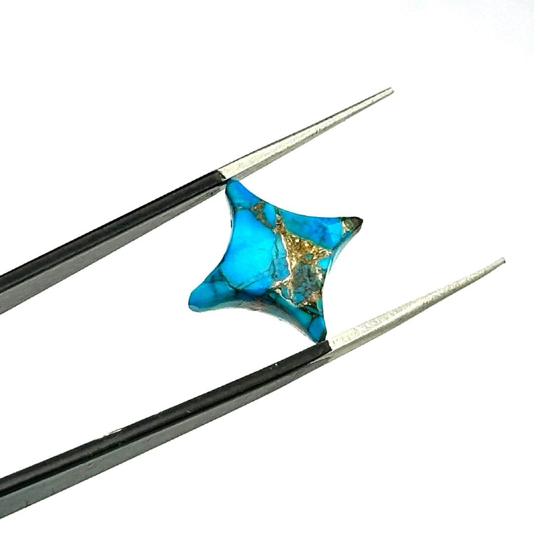Natural Copper Turquoise Ninja Star Shape Carving Beads, Fancy Star Shape Gemstone Beads, 11X15 MM Jewelry Making Star Shape Briolette Beads