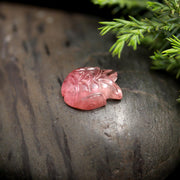 Natural Tourmaline Hand Carved Fish Shape Gemstone, Sea Fish Stones, Pink Tourmaline Fish 14 MM