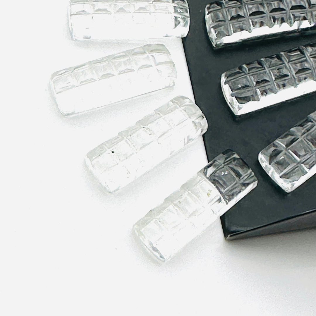 2,3,4,5 pcs set 100% Natural crystal quartz back side intersection carved buggets Shape Gemstone, Gemstone forJewlery,20X7 mm (Approx)