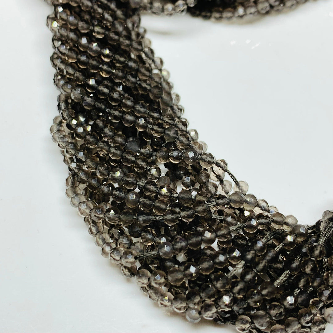 AAA Quality Natural Smokey Quartz  faceted  Rondelle Shape 13.5 Inch Beads Strand, Labradorite Smooth Plain Beads, Gems For Jewellery