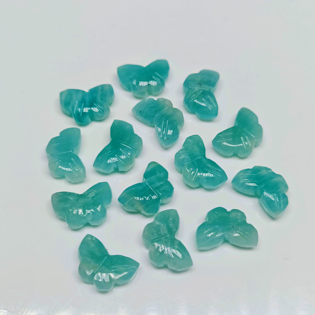 Natural Amazonite Butterfly Shape Carving, Amazonite Hand Carved Gemstone Loose Beads, Amazonite Briolette's for jewelry Making Charms12 MM
