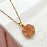 Pretty Peach Moonstone Flower Pendant, Orange Moonstone Flower, Healing Energy Gemstone Necklace For Her, 19 mm Flower, Bridesmaid Gifts