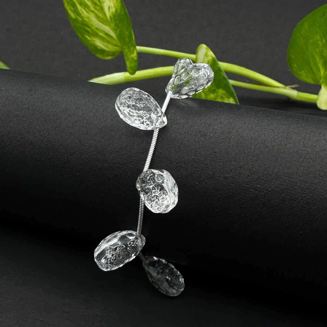 Natural Crystal Quartz Teardrop Beads ~ Handmade Carving Gemstone ~ 10X14 MM Football Cutting Briolette Beads For Jewelry ~ 6 Pieces Strand
