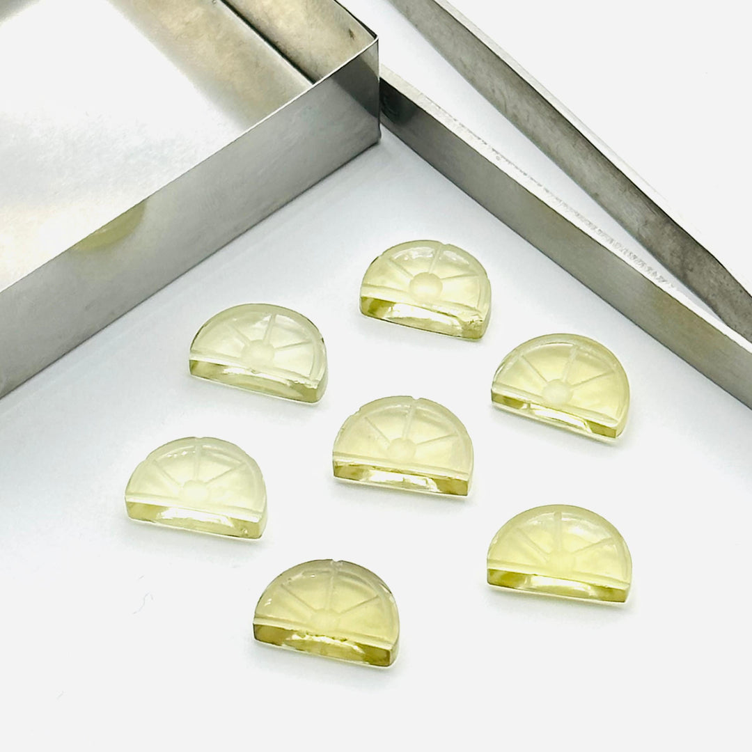 Natural lemon Quartz Slices, Half Lemon Shape Gemstone, Carved Fruit Shape Gemstone, Lemon Quart Carvings 13.5x9 MM, Fruit Cut Stones