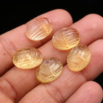 Load image into Gallery viewer, Genuine Citrine Scarab Carved Gemstone, Fancy Shape Scarab Carving, Insect Beads, 16X12 MM, Home Decor Crystals, Reiki Healing