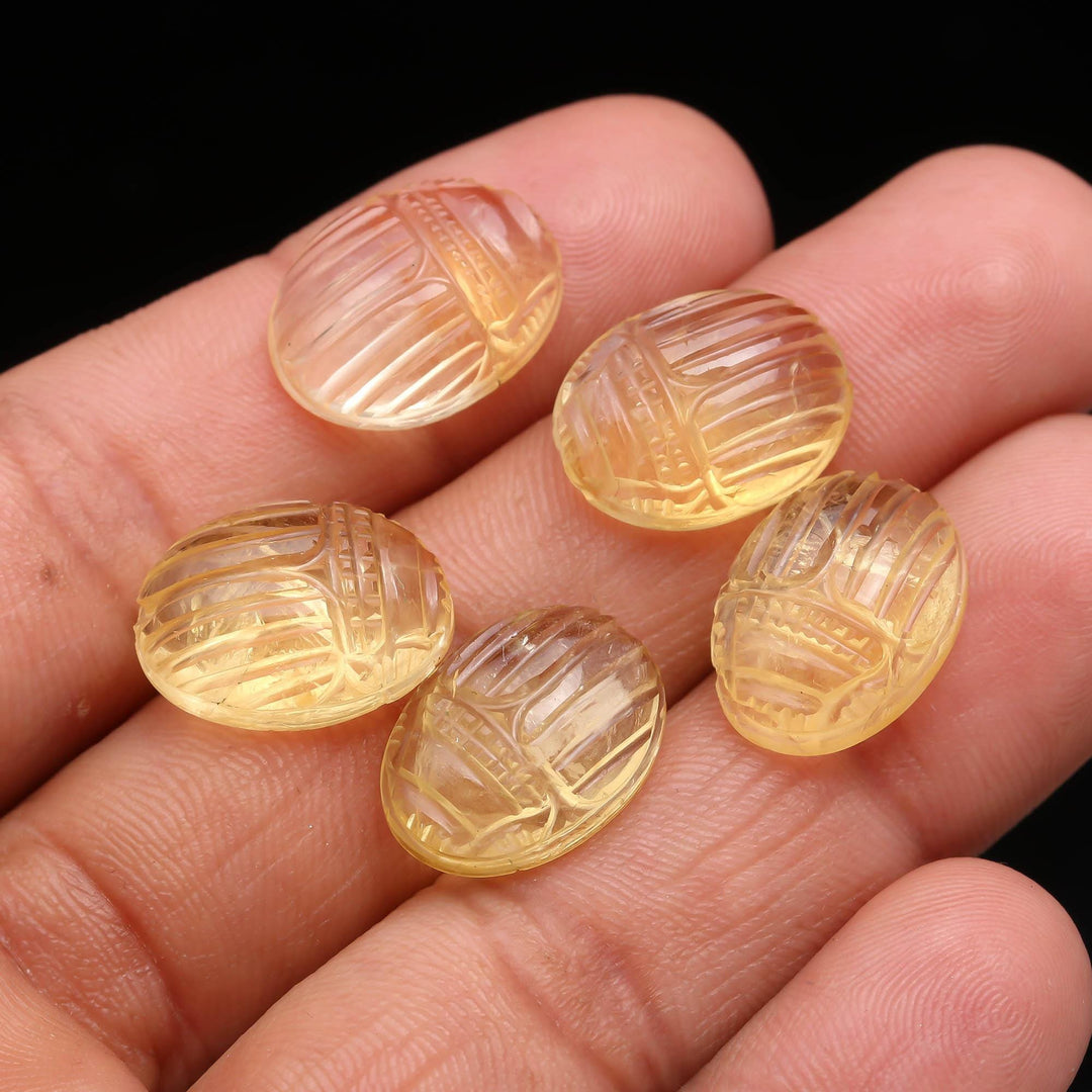 Genuine Citrine Scarab Carved Gemstone, Fancy Shape Scarab Carving, Insect Beads, 16X12 MM, Home Decor Crystals, Reiki Healing