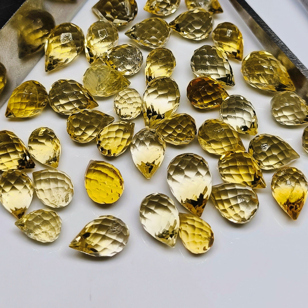 AAA+ Quality Citrine Teardrop Shape Beads, Faceted Citrine Drop Shape Gemstone Beads, 6X8 - 7X9 MM, Jewelry Making Briolette's Natural Beads