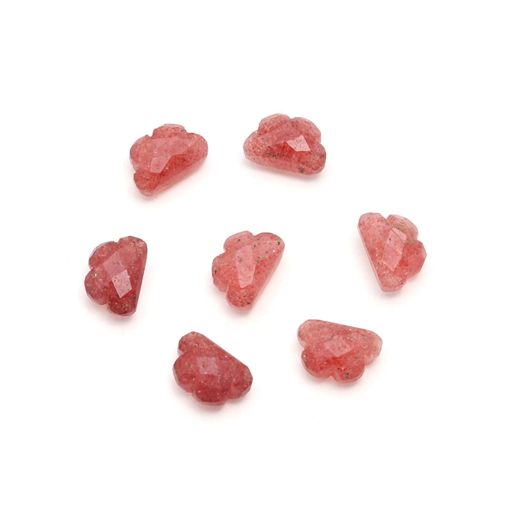 Pink Strawberry Quartz Clouds Shape Beads, Natural Quartz Faceted Carved Cloud Shape Beads, Loose Briolettes, Cloud Gemstone Charms, 12 MM