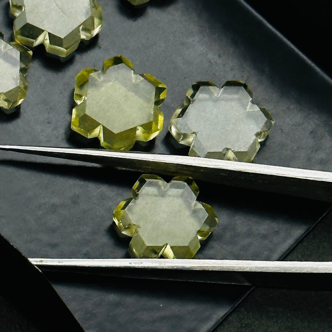 Beautiful Lemon Quartz Flower Shape Beads, 11 MM Lemon Quartz Carved Gemstone, Hexagon Shape Hand Carved Beads, Jewelry & Craft Making Charm