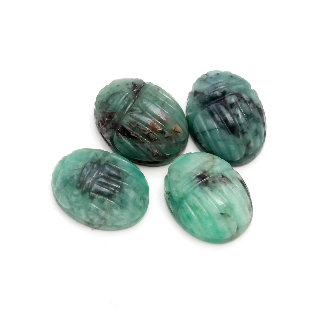 Natural Emerald Scarab Carved Gemstone, Green Emerald Scarab Carving Beads, Insect Beads, 16X12 MM, Home Decor Crystals, Reiki Healing