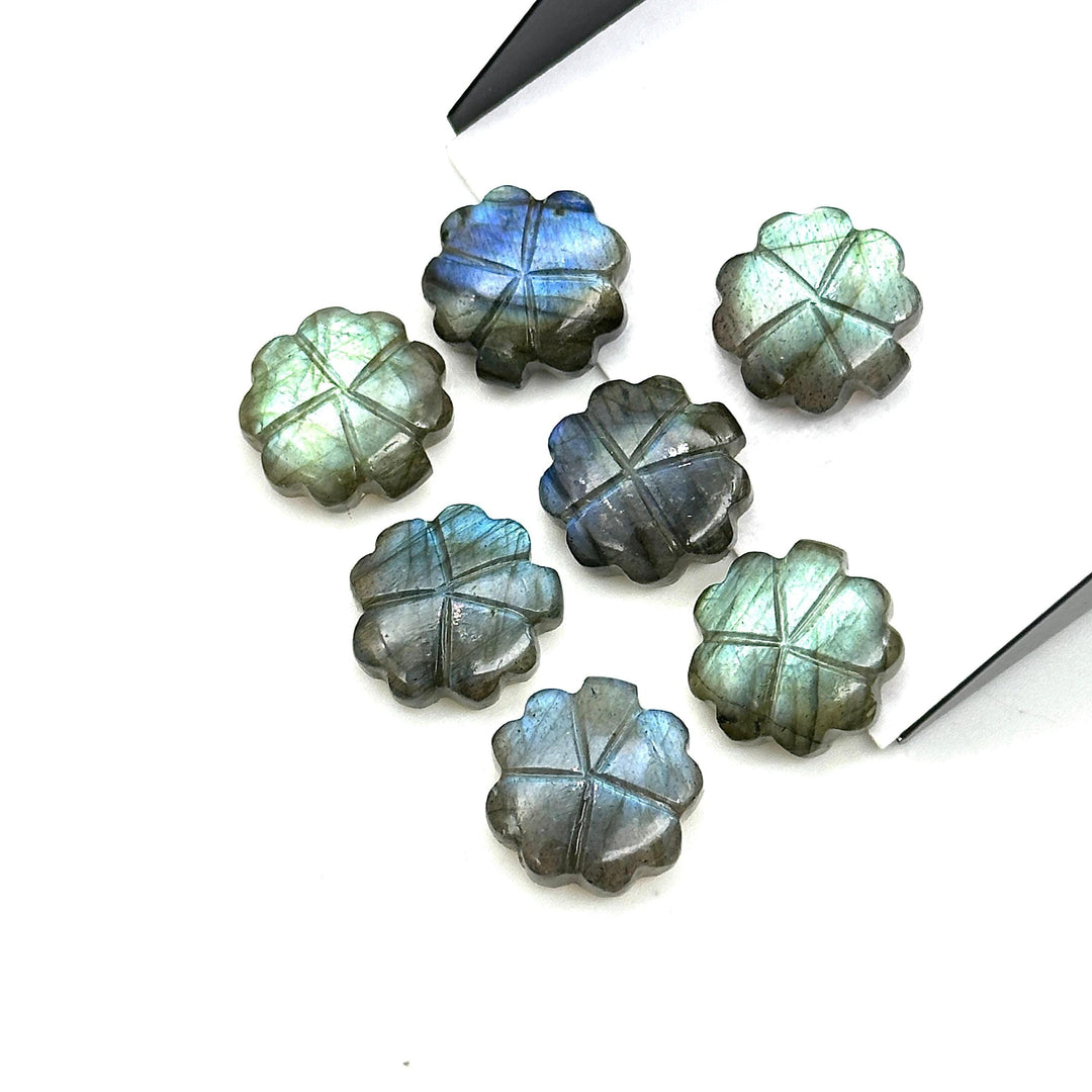 Carved Labradorite Flower Shape Beads, Natural Labradorite Flower Carving Stone, Wholesale Jewelry & Craft Charms, 14 MM Healing Labradorite