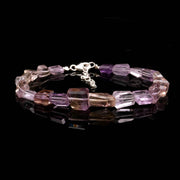 Natural Ametrine Tumble Beads Bracelet, Ametrine Faceted Nuggets Shape Beads Bracelet, 8 MM 925 Silver Jewelry