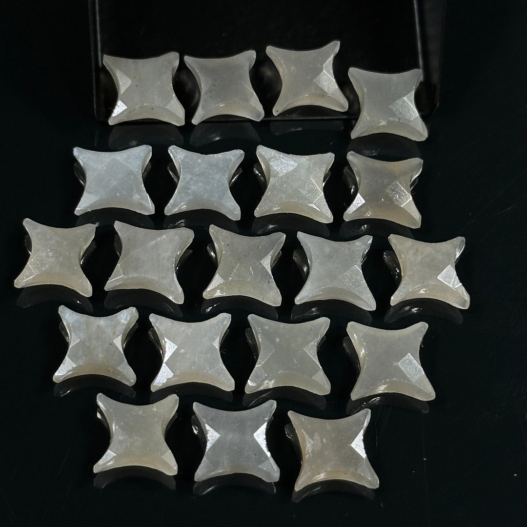 Natural Grey Moonstone Ninja Star Shape Carving Beads, Fancy Star Shape Gemstone Beads, 11X15 MM Jewelry Making Star Shape Briolettes Beads