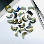 Load image into Gallery viewer, Flashy Labradorite Carved Moon Shape Beads, Hand Carved Moon Shape Gemstone Beads For Jewelry, Moon Shape Briolettes Charms Beads 12 MM