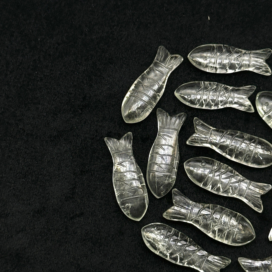 Natural Green Amethyst Fish Carving Beads, Fish Shape Carved Gemstone Briolette's, Chakra Healing Fish Beads, 30X10 MM Jewelry Making