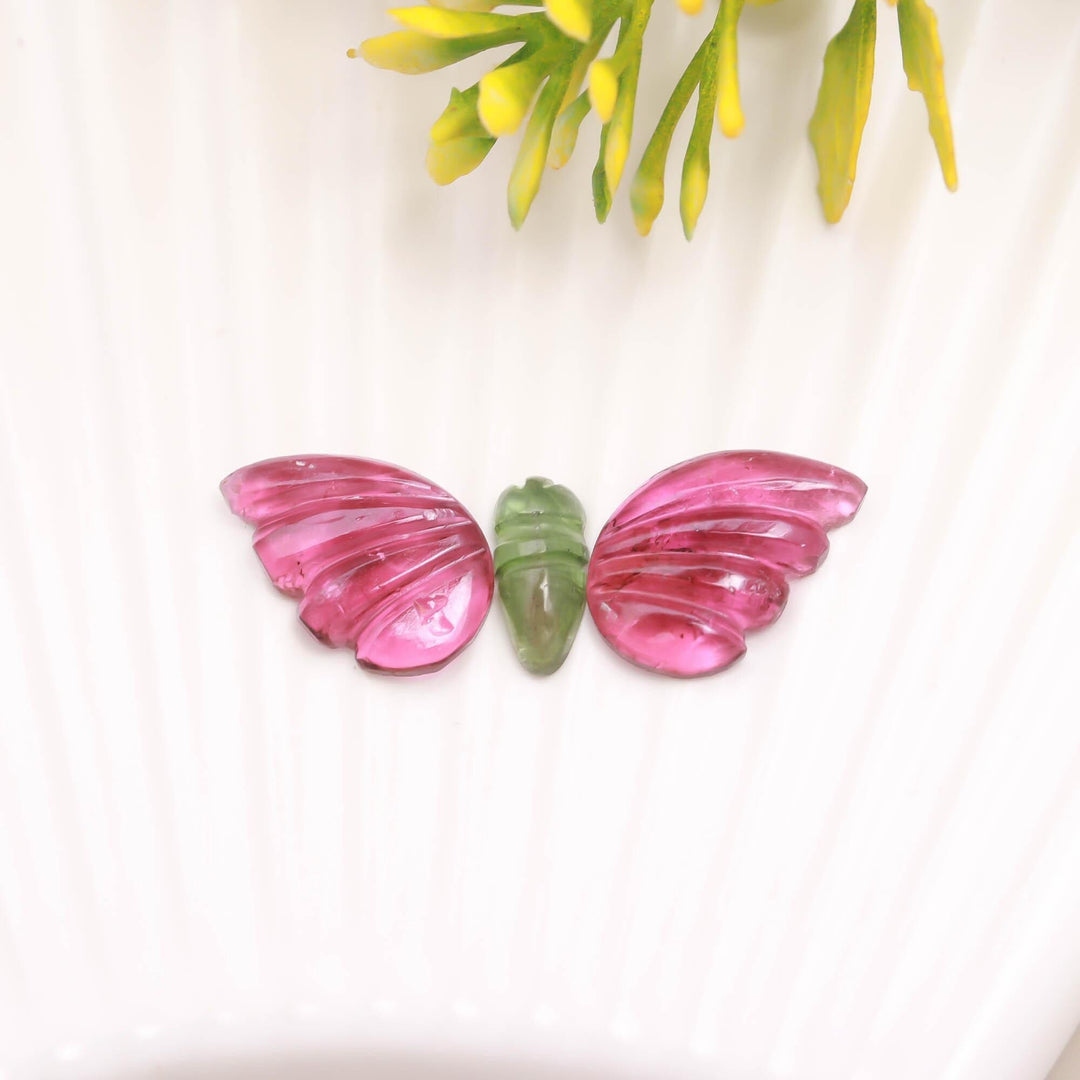 Carved Tourmaline Butterfly Beads: AAA Grade, 14-10mm, Jewelry Making