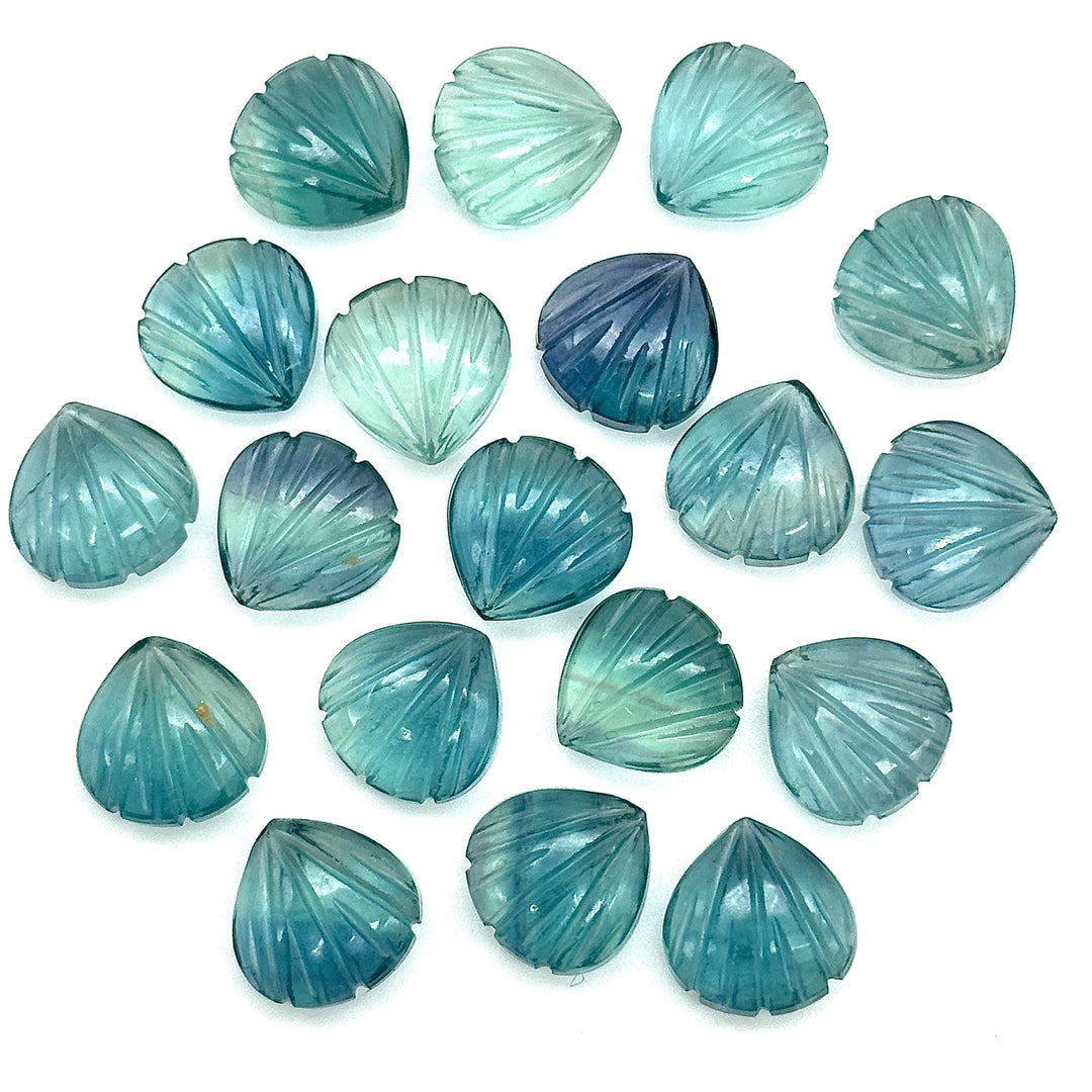 Natural Green Fluorite Seashell Shape Beads, AAA Fluorite Shell Briolette's, Shell Carving Gemstones For Jewelry 12 mm, Shell Charms Beads