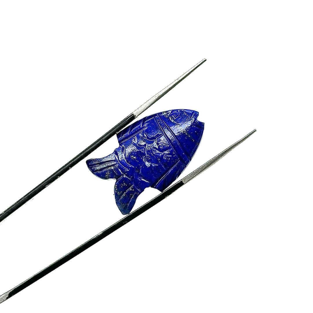 Natural Lapis Lazuli Fish Carving Gemstone, Hand Carved Fish Shape Gemstone, Healing Lapis Lazuli 17X26 MM Blue Fish Charm Best For Jewelry