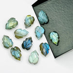Load image into Gallery viewer, Flashy Labradorite Leaf Shape Carving Gemstone Beads, 9X13 MM Leaves Shape Loose Briolette's, Blue Fire Beads For Jewelry, Wholesale Beads