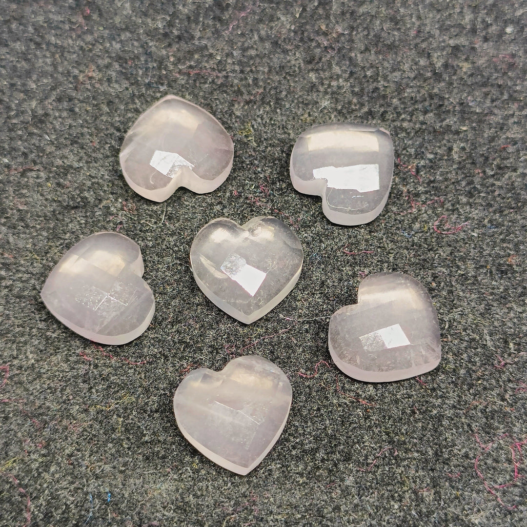 2,3,4,5 Pcs Natural Rose Quartz Heart Shape Gemstone, Faceted Carving Gemstone, 10 MM Heart Shape Briolette's Beads For Jewelry, Charm Beads