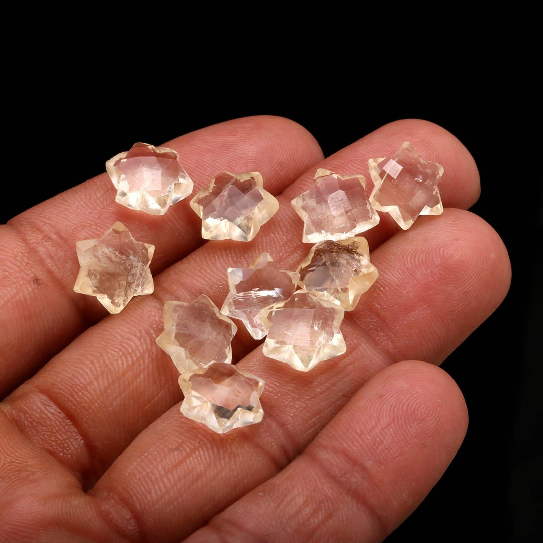 Natural Citrine Star Shape Briolette's, Citrine Star Shape Gemstone for Jewelry, Hand Carved Star Shape Charm Beads, 10 MM