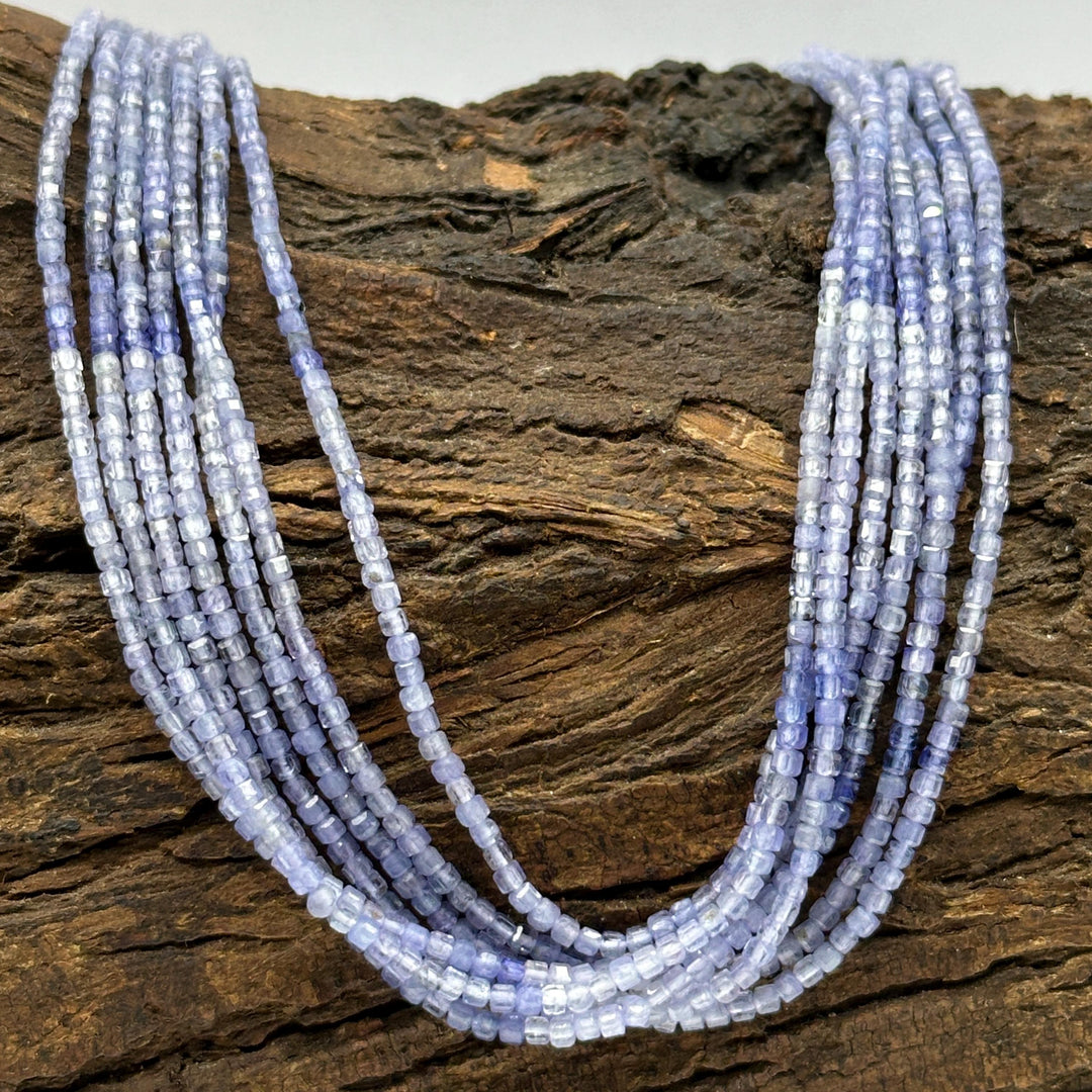 Natural Tanzanite Box Shape Beads, 2 MM Tanzanite Shaded Gemstone Beads, 12 Inches Cube Shape Faceted Loose Beads Strand for Jewelry Making