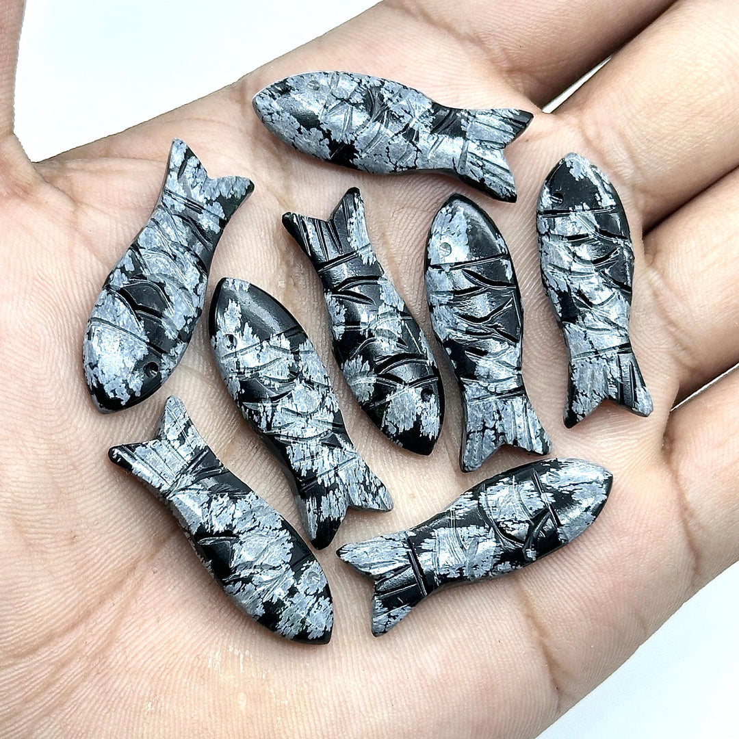 Natural Black Jasper Handmade Fish Carving, Fish Shape Carved Gemstone Briolette's, Jewelry Making Beads, 30 MM Loose Gemstone Fishes