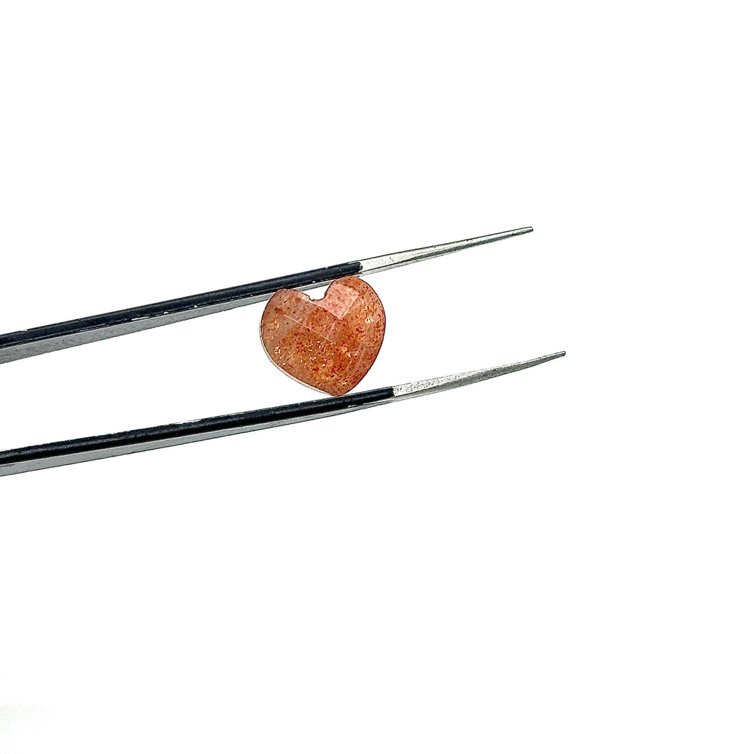Red Sunstone Heart Briolette Beads: Hand Carved Faceted Charm, 12mm