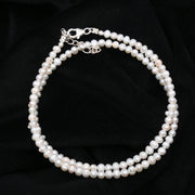 Natural Fresh Water Pearl Necklace, Rondelle Pearl Beads Necklace, 4 MM White Pearl Necklace, Party Wear Necklace for Her, Bridesmaid Gifts
