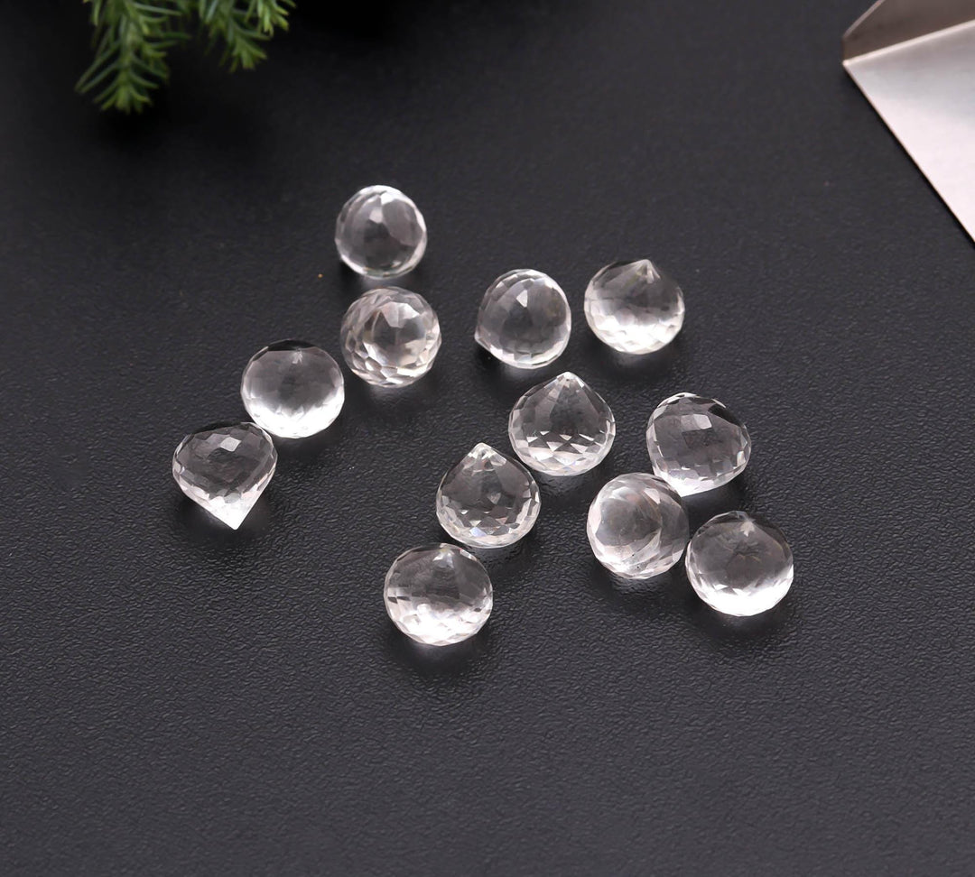 Natural Crystal Quartz Onion Shape Beads, Hand Carved Faceted Onion Shape Briolette's, Clear Crystal Onion Carving For Jewelry Making, 8 MM