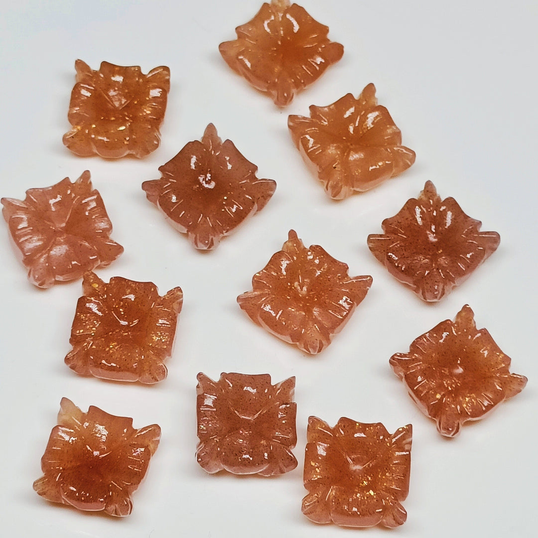 1,2,3,4,5 pcs  100% Natural Peach Moonstone Fancy Shape Carved Gemstone, Fancy Shape Carving, Carved Gemstone For Jewellery 12 mm